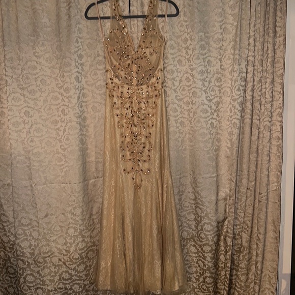 Champagne embellished long gown - Picture 4 of 6